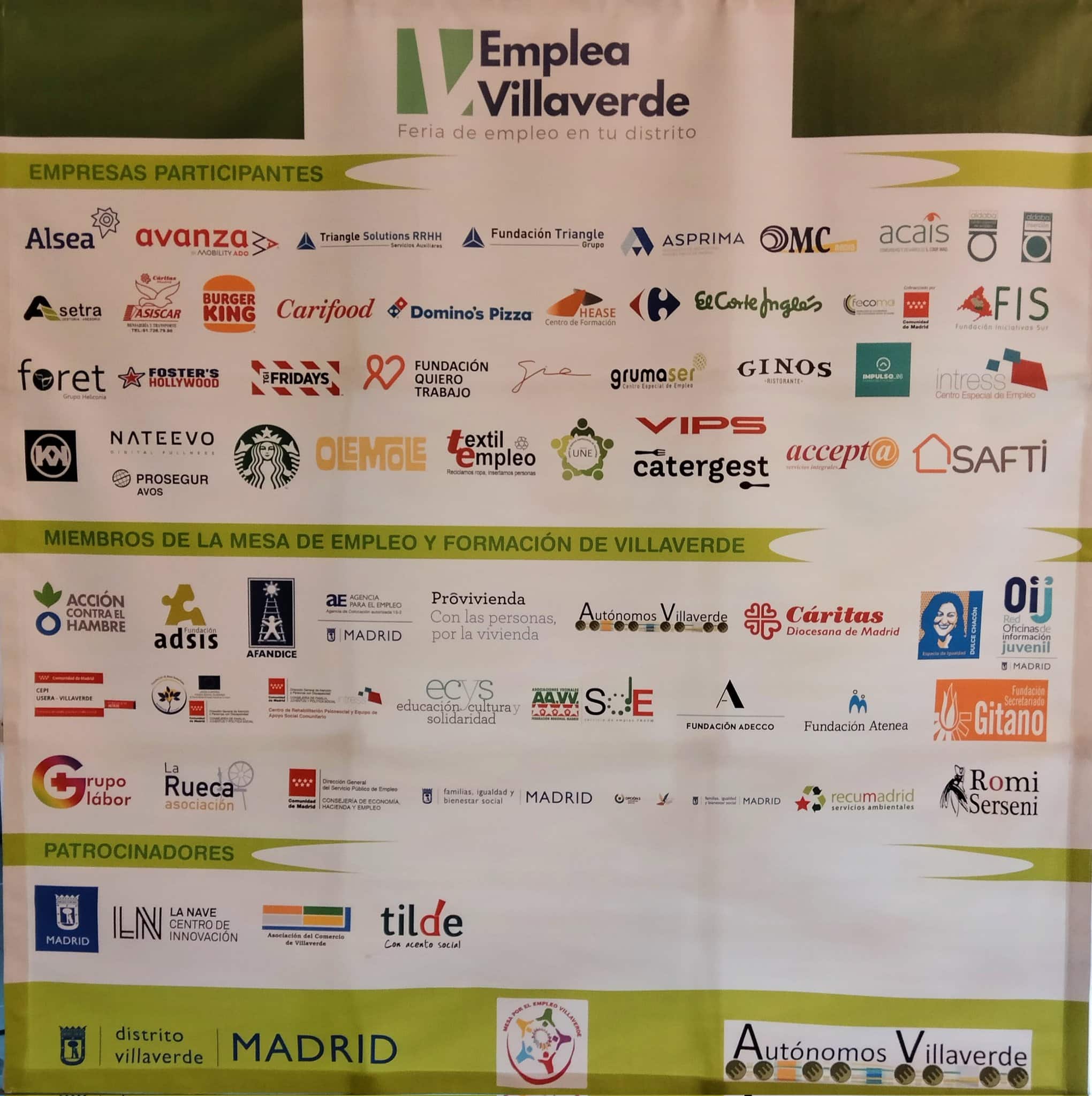 cartel participantes II Feria de empleo de Villaverde