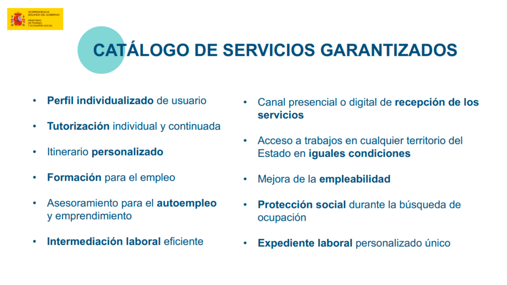 servicios garantizados nueva agencia española del empleo